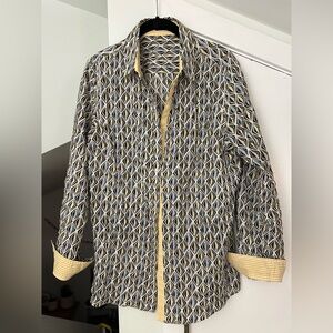 J. McLaughlin Black and Yellow Geometric Top